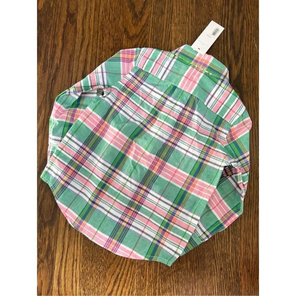 NEW Janie and Jack Kids Toddler 4/5 Madras Button Down Shirt